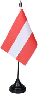 Vlag Oostenrijk tafelvlaggetjes - 1x stuks - 10 x 15 cm vlag - met zwarte standaard - versiering