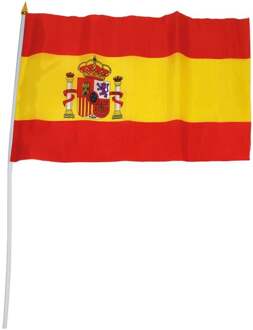 Vlag Op Stok Spanje (30x45cm) Rood - Zalm, Geel - Beige - Creme