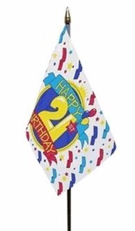 Vlag op stokje Happy Birthday 21 jaar