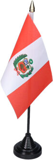 Vlag Peru tafelvlaggetjes - 1x stuks - 10 x 15 cm vlag - met zwarte standaard