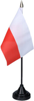Vlag Polen tafelvlaggetjes - 1x stuks - 10 x 15 cm vlag - met zwarte standaard - versiering
