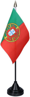 Vlag Portugal tafelvlaggetjes - 1x stuks - 10 x 15 cm vlag - met zwarte standaard - versiering