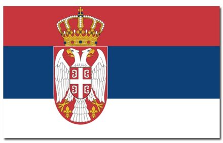 Vlag Servie - met wapen - 90 x 150 cm - polyester - landenvlag - feestartikelen Multi
