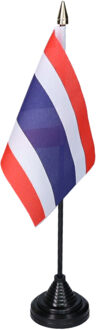 Vlag Thailand tafelvlaggetjes - 1x stuks - 10 x 15 cm vlag - met zwarte standaard