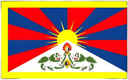 Vlag Tibet  90 x 150 cm feestartikelen - Tibet landen thema supporter/fan decoratie artikelen