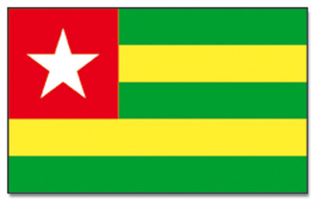 Vlag Togo 90 x 150 cm feestartikelen - Landen thema supporter decoratie artikelen - met ringen Multi