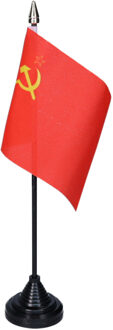 Vlag USSR tafelvlaggetjes - 1x stuks - 10 x 15 cm vlag - met zwarte standaard - versiering