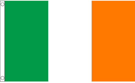 Vlag van Ierland - 60 x 90 cm - klein formaat - landen vlaggen - polyester - met ophangringen