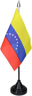 Vlag Venezuela tafelvlaggetjes - 1x stuks - 10 x 15 cm vlag - met zwarte standaard