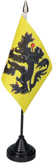 Vlag Vlaanderen tafelvlaggetjes - 1x stuks - 10 x 15 cm vlag - met zwarte standaard