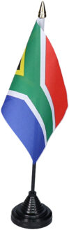 Vlag Zuid Afrika tafelvlaggetjes - 1x stuks - 10 x 15 cm vlag - met zwarte standaard