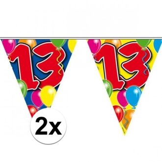 Vlaggenlijn 13 jaar - 2x - 10 meter - plastic - leeftijd - 13e