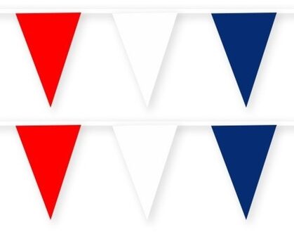Vlaggenlijn - 2x - rood/wit/blauw - 10 meter - stof - Nederland/Holland versiering - slinger Multi