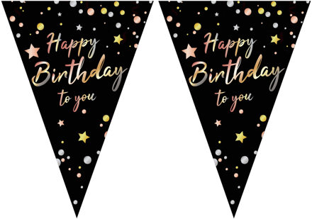 Vlaggenlijn - 3x stuks - Happy Birthday To You - 5 meter - plastic - vlaggetjes - verjaardag