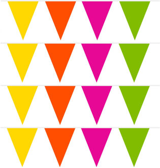 Vlaggenlijn - 4x - gekleurd - 10 meter - plastic - versiering - slingers - vlaggetjes