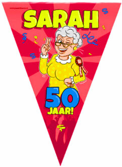 Vlaggenlijn 50 jaar Sarah versiering/decoratie 10 meter - Vlaggenlijnen Multikleur