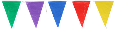 Vlaggenlijn - 5x - gekleurd - 10 meter - slinger - kunststof - buiten vlaggetjes Multi