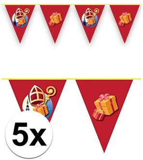 Vlaggenlijn - 5x - Sinterklaas print - 10 meter Rood