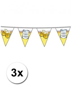 Vlaggenlijn bierfeest thema - 3x - 10 meter - kunststof - versiering/feestartikelen