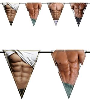 Vlaggenlijn bloot mannenlijf/torso - 6 meter - plastic - sexy - vrijgezellenfeest Multi