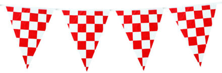 Vlaggenlijn Brabant Carnaval - 10 m - Carnaval - rood/wit geblokt - kunststof