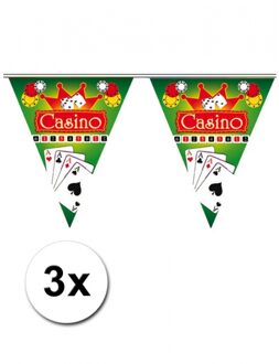 Vlaggenlijn Casino - 3x - kunststof - 5 meter - casino/hollywood - themafeest Multi
