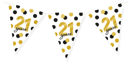 Vlaggenlijn Celebration 21 Jaar Wit/Goud/Zwart Multikleur - Print