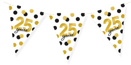 Vlaggenlijn Celebration 25 Jaar Wit/Goud/Zwart Multikleur - Print