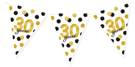 Vlaggenlijn Celebration 30 Jaar Wit/Goud/Zwart Multikleur - Print