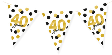 Vlaggenlijn Celebration 40 Jaar Wit/Goud/Zwart Multikleur - Print, Goud - Brons