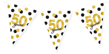Vlaggenlijn Celebration 50 Jaar Wit/Goud/Zwart Multikleur - Print, Goud - Brons