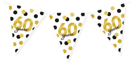 Vlaggenlijn Celebration 60 Jaar Wit/Goud/Zwart Multikleur - Print, Goud - Brons