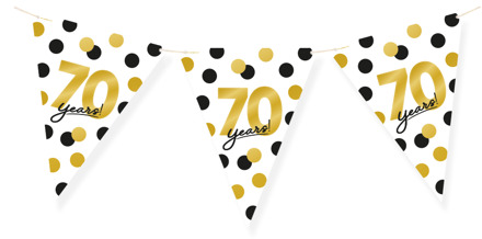 Vlaggenlijn Celebration 70 Jaar Wit/Goud/Zwart Multikleur - Print, Goud - Brons