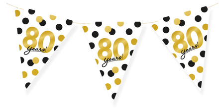 Vlaggenlijn Celebration 80 Jaar Wit/Goud/Zwart Multikleur - Print, Goud - Brons