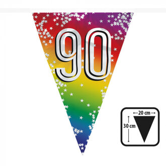 Vlaggenlijn Cijfer 90 Regenboog Met Sterren (6m) Multikleur - Print