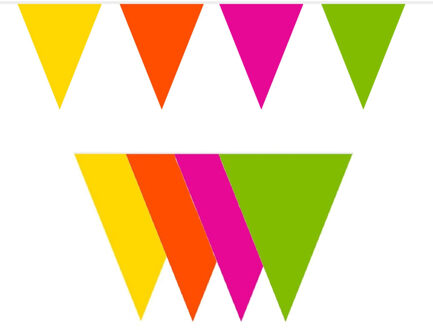 Vlaggenlijn - gekleurd - 10 meter - plastic - versiering - slingers - vlaggetjes