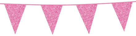 Vlaggenlijn Glitter 6 Meter 20 X 16 Cm Licht Roze Multikleur