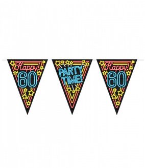Vlaggenlijn Happy 60! Party Time! 10 Meter Zwart