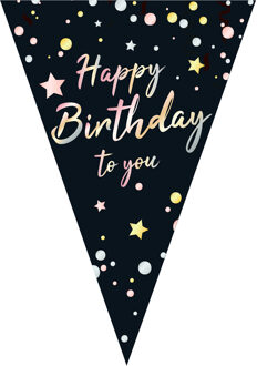 Vlaggenlijn Happy Birthday To You Zwart (5m)