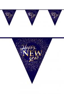 Vlaggenlijn Happy New Year 6 Meter Papier Blauw