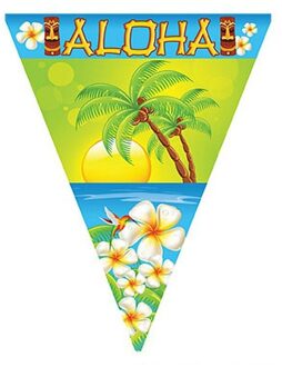 Vlaggenlijn Hawaii Aloha - 5 meter - kunststof - Tropisch feest thema Multi