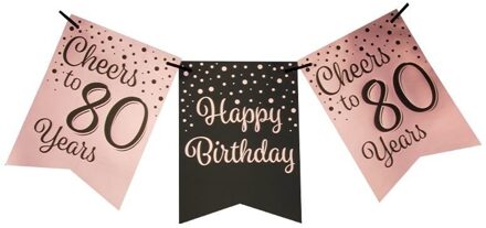 vlaggenlijn HB-80 jaar 6 meter karton roze/zwart