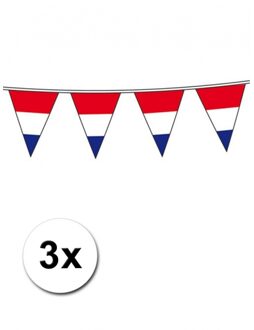Vlaggenlijn Holland - 3x stuks - Nederlandse vlag - rood wit blauw - 10 meter