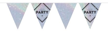 Vlaggenlijn Lets party holografische feest slinger 10 meter Multi