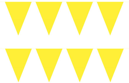 Vlaggenlijn met Feestvlaggetjes in XL formaat - 2x - geel - 10 meter - plastic - versiering