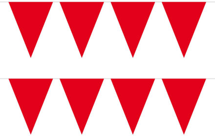 Vlaggenlijn met Feestvlaggetjes in XL formaat - 2x - rood - 10 meter - plastic - versiering