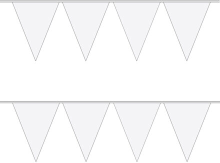 Vlaggenlijn met Feestvlaggetjes in XL formaat - 2x - wit - 10 meter - plastic - versiering