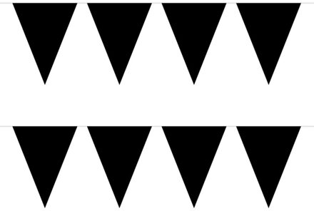 Vlaggenlijn met Feestvlaggetjes in XL formaat - 2x - zwart - 10 meter - plastic - versiering