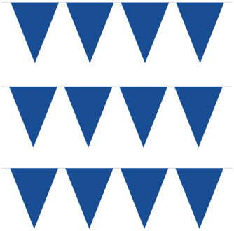 Vlaggenlijn met Feestvlaggetjes in XL formaat - 3x - blauw - 10 meter - plastic - versiering