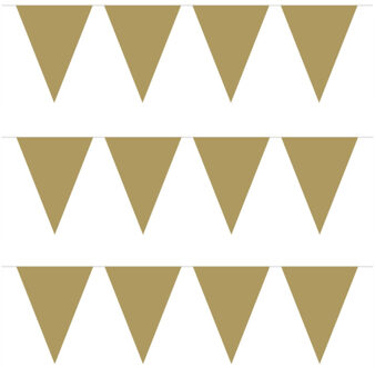 Vlaggenlijn met Feestvlaggetjes in XL formaat - 3x - goud - 6 meter - plastic - versiering